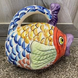 Vintage WCL China Ceramic Koi Fish Pitcher 1970-1979